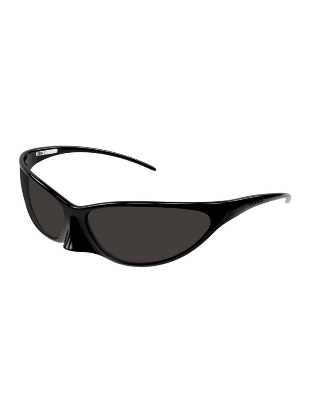 New Authentic Balenciaga Womens Shiny Black Cat Eye Metal Sunglasses